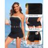 image:imageYonique Women Bandeau Tankini with Skirt  Two Piece Strapless Bathing Suits Color Block Tummy Control 2026 SwimsuitBlack