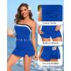 image:imageYonique Women Bandeau Tankini with Skirt  Two Piece Strapless Bathing Suits Color Block Tummy Control 2026 SwimsuitBlue