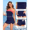 image:imageYonique Women Bandeau Tankini with Skirt  Two Piece Strapless Bathing Suits Color Block Tummy Control 2026 SwimsuitNavy Blue