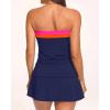 image:imageYonique Women Bandeau Tankini with Skirt  Two Piece Strapless Bathing Suits Color Block Tummy Control 2026 SwimsuitNavy Blue
