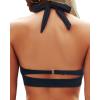 image:imageYonique Women Halter Bikini Top Push Up Swimsuit Top Retro Swim Top Twist Front Bathing Suit Top OnlyBlack1