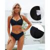 image:imageYonique Women Halter Bikini Top Push Up Swimsuit Top Retro Swim Top Twist Front Bathing Suit Top OnlyBlack1