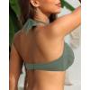 image:imageYonique Women Halter Bikini Top Push Up Swimsuit Top Retro Swim Top Twist Front Bathing Suit Top OnlyOlive Green