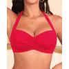 image:imageYonique Women Halter Bikini Top Push Up Swimsuit Top Retro Swim Top Twist Front Bathing Suit Top OnlyRed