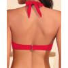 image:imageYonique Women Halter Bikini Top Push Up Swimsuit Top Retro Swim Top Twist Front Bathing Suit Top OnlyRed