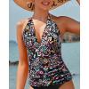 image:imageYonique Womens Halter Tankini Top V Neck Swim Top Tummy Control Bathing SuitColorful Paisley