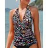 image:imageYonique Womens Halter Tankini Top V Neck Swim Top Tummy Control Bathing SuitColorful Paisley