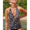 image:imageYonique Womens Halter Tankini Top V Neck Swim Top Tummy Control Bathing SuitColorful Paisley