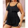 image:imageYonique Womens Plus Size Tankini Swimsuits with Shorts Two Piece Bathing Suits Ruffle Swimsuits Tummy Control Swimwear Black 12W