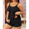 image:imageYonique Womens Plus Size Tankini Swimsuits with Shorts Two Piece Bathing Suits Ruffle Swimsuits Tummy Control Swimwear Black 12W
