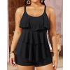 image:imageYonique Womens Plus Size Tankini Swimsuits with Shorts Two Piece Bathing Suits Ruffle Swimsuits Tummy Control Swimwear Black 12W