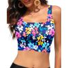 image:imageWomen Sports Bra Swimsuit Top  Crop Bikini Top Only Modest Bathing Suit 2025 Square Neck SwimwearColorful Floral