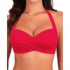 image:imageYonique Women Halter Bikini Top Push Up Swimsuit Top Retro Swim Top Twist Front Bathing Suit Top OnlyRed