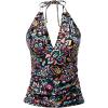 image:imageYonique Womens Halter Tankini Top V Neck Swim Top Tummy Control Bathing SuitColorful Paisley