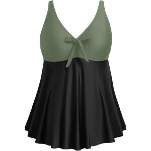 image:imagePlus Size Tankini Tops for Women Only  Flowy Bathing Suits Tops Modest Swimsuit No BottomOlive Green