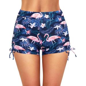 image:imageWomen Swim Shorts High Waisted Swimsuit Shorts Tummy Control Bathing Suit Bottom Plus Size BoyshortsBlue Flamingo