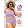 image:imagePlus Size 2 Piece Swimsuit  Womens High Waisted Bikini Tummy Control Bathing Suit Ribbed 2025 SwimwearLavender