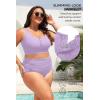 image:imagePlus Size 2 Piece Swimsuit  Womens High Waisted Bikini Tummy Control Bathing Suit Ribbed 2025 SwimwearLavender