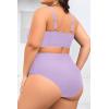 image:imagePlus Size 2 Piece Swimsuit  Womens High Waisted Bikini Tummy Control Bathing Suit Ribbed 2025 SwimwearLavender