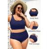 image:imagePlus Size 2 Piece Swimsuit  Womens High Waisted Bikini Tummy Control Bathing Suit Ribbed 2025 SwimwearNavy Blue