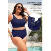 image:imagePlus Size 2 Piece Swimsuit  Womens High Waisted Bikini Tummy Control Bathing Suit Ribbed 2025 SwimwearNavy Blue