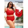 image:imagePlus Size 2 Piece Swimsuit  Womens High Waisted Bikini Tummy Control Bathing Suit Ribbed 2025 SwimwearRed