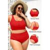 image:imagePlus Size 2 Piece Swimsuit  Womens High Waisted Bikini Tummy Control Bathing Suit Ribbed 2025 SwimwearRed