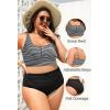 image:imagePlus Size 2 Piece Swimsuit  Womens High Waisted Bikini Tummy Control Bathing Suit Ribbed 2025 SwimwearStriped and Black