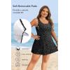 image:imageYonique Plus Size Swim Dress  One Piece Swimsuit for Women Tummy Control Bathing Suit Modest Skirted Swimwear 2026Black Dot