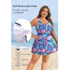 image:imageYonique Plus Size Swim Dress  One Piece Swimsuit for Women Tummy Control Bathing Suit Modest Skirted Swimwear 2026Flower