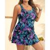 image:imageYonique Plus Size Swim Dress  One Piece Swimsuit for Women Tummy Control Bathing Suit Modest Skirted Swimwear 2026Palm Leaves
