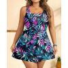 image:imageYonique Plus Size Swim Dress  One Piece Swimsuit for Women Tummy Control Bathing Suit Modest Skirted Swimwear 2026Palm Leaves