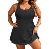 image:imageYonique Plus Size Swim Dress  One Piece Swimsuit for Women Tummy Control Bathing Suit Modest Skirted Swimwear 2026Black