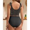 image:imageTwo Piece High Waisted Swimsuits  Women Tummy Control Bikini Modest Bathing Suit 2PC 2025Black Striped