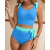 image:imageTwo Piece High Waisted Swimsuits  Women Tummy Control Bikini Modest Bathing Suit 2PC 2025Blue and Green