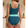 image:imageTwo Piece High Waisted Swimsuits  Women Tummy Control Bikini Modest Bathing Suit 2PC 2025Teal and Green