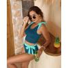 image:imageTwo Piece High Waisted Swimsuits  Women Tummy Control Bikini Modest Bathing Suit 2PC 2025Teal and Green