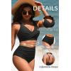 image:imageYonique High Waisted Two Piece SwimsuitWomens Bikini Set Tummy Control Bathing Suit Modest Full Coverage Bikini 2025Black