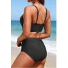 image:imageYonique High Waisted Two Piece SwimsuitWomens Bikini Set Tummy Control Bathing Suit Modest Full Coverage Bikini 2025Black