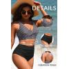 image:imageYonique High Waisted Two Piece SwimsuitWomens Bikini Set Tummy Control Bathing Suit Modest Full Coverage Bikini 2025Black Striped