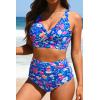 image:imageYonique High Waisted Two Piece SwimsuitWomens Bikini Set Tummy Control Bathing Suit Modest Full Coverage Bikini 2025Blue Floral