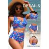 image:imageYonique High Waisted Two Piece SwimsuitWomens Bikini Set Tummy Control Bathing Suit Modest Full Coverage Bikini 2025Blue Floral