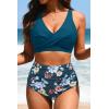 image:imageYonique High Waisted Two Piece SwimsuitWomens Bikini Set Tummy Control Bathing Suit Modest Full Coverage Bikini 2025Blue Flower