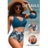 image:imageYonique High Waisted Two Piece SwimsuitWomens Bikini Set Tummy Control Bathing Suit Modest Full Coverage Bikini 2025Blue Flower