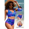 image:imageYonique High Waisted Two Piece SwimsuitWomens Bikini Set Tummy Control Bathing Suit Modest Full Coverage Bikini 2025Blue Leaves
