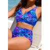 image:imageYonique High Waisted Two Piece SwimsuitWomens Bikini Set Tummy Control Bathing Suit Modest Full Coverage Bikini 2025Blue Leaves