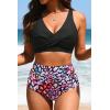 image:imageYonique High Waisted Two Piece SwimsuitWomens Bikini Set Tummy Control Bathing Suit Modest Full Coverage Bikini 2025Colorful Leopard