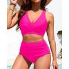 image:imageYonique High Waisted Two Piece SwimsuitWomens Bikini Set Tummy Control Bathing Suit Modest Full Coverage Bikini 2025Hot Pink
