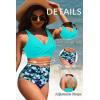 image:imageYonique High Waisted Two Piece SwimsuitWomens Bikini Set Tummy Control Bathing Suit Modest Full Coverage Bikini 2025Mint Green Floral