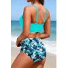 image:imageYonique High Waisted Two Piece SwimsuitWomens Bikini Set Tummy Control Bathing Suit Modest Full Coverage Bikini 2025Mint Green Floral